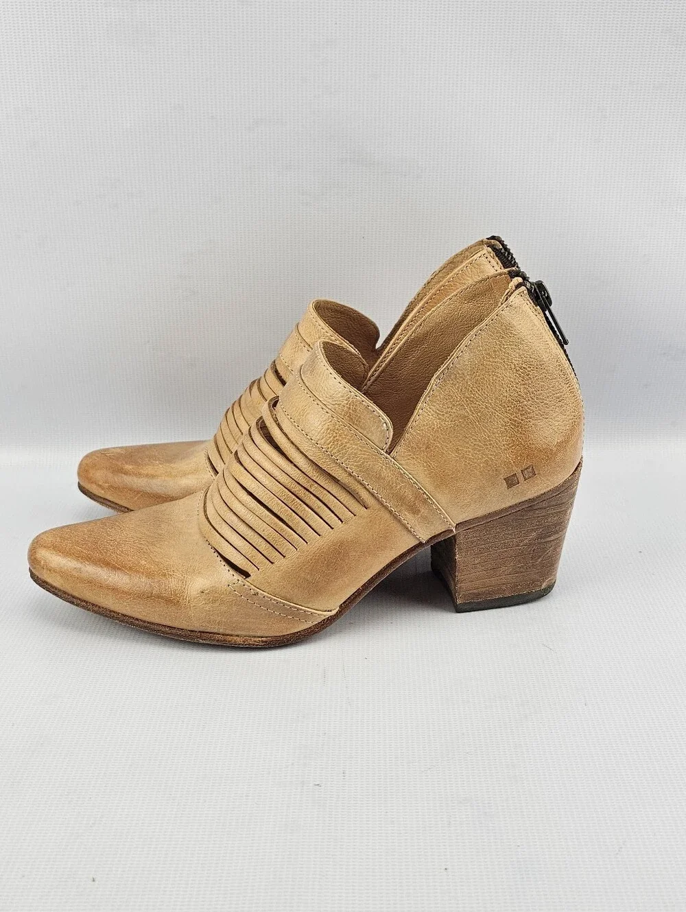 Bed Stu Trough F392101 Womens Brown Leather Zipper Ankle Booties Boots Size W8